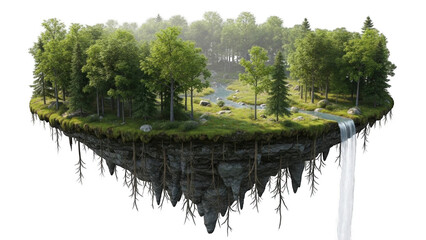 Floating Island Forest Waterfall Nature Landscape