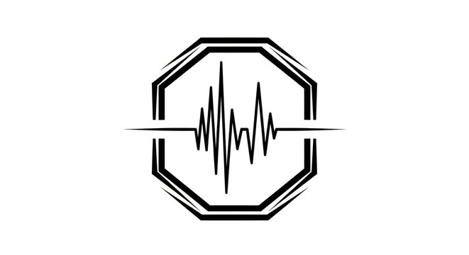 Black octagon pulse logo design.