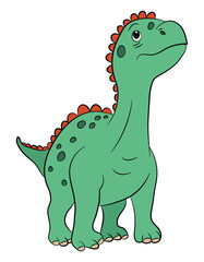 Fototapeta premium Funny green cartoon dinosaur cute baby