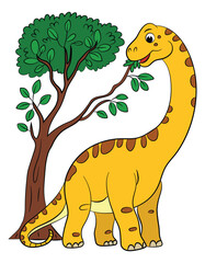 Brontosaurus eating leaves from a tree © Vector Club