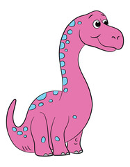 Funny pink big apatosaurus dinosaur on a white background © Vector Club