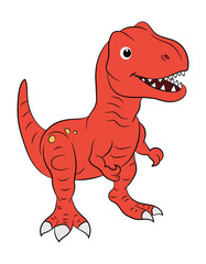 Cute red tyrannosaurus dinosaur on a white background