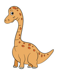 smiling dinosaur cartoon brontosaurus on a white background