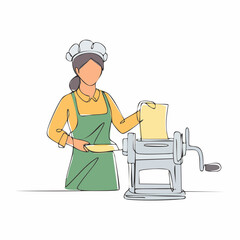 Chef making pasta with machine