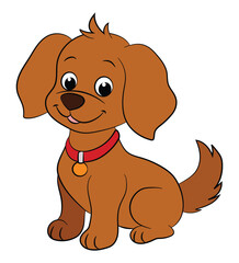 Easy cute dog on a white background