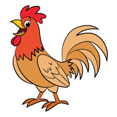 Funny hen on a white background