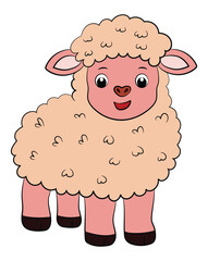 Easy cute sheep on a white background