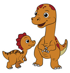 Two orange dinosaurs on a white background