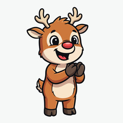 Fototapeta premium A cute funny cartoon cow dressed like a Christmas reindeer smiling happily in winter