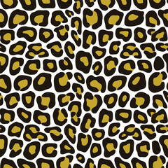 Yellow and Brown Leopard Spots on White &ndash; Seamless Vector Animal Print Pattern