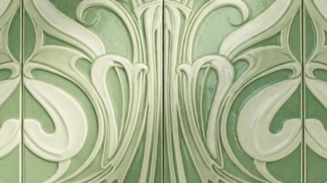Decorative green tile pattern with floral design