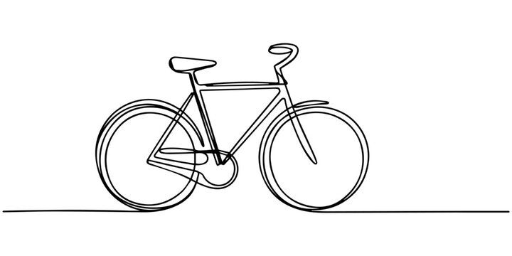 Bicycle continuous one line drawing, Bike vector illustration in one continuous editable line drawing style, Continuous one line drawing of bike or bicycle vector minimalism design. one line Icon draw