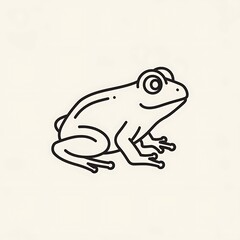 Fototapeta premium Simple black outline drawing of a cheerful frog.