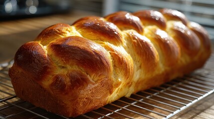 A close up of a loaf on a rack