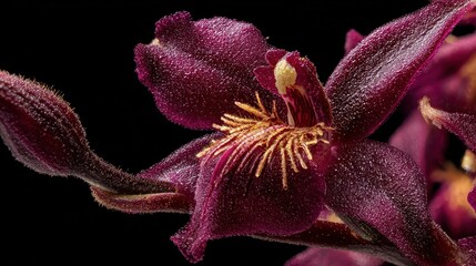A close up of a flower with water droplets