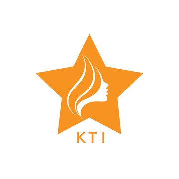 KTI Star Beauty Logo. KTI Elegant Woman Silhouette &ndash; Feminine Salon, Spa & Cosmetic. KTI Branding Icon.
