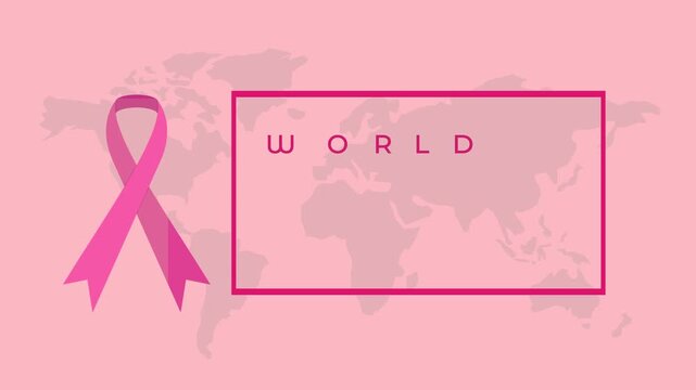 Cancer day animation features pink ribbon a symbol of hope for world cancer day.