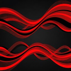 Vibrant red waves flow across a dark, abstract background.