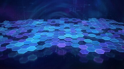 Futuristic digital technology network with abstract hexagon patterns showcasing innovation, connectivity, and modern data visualization for tech industry