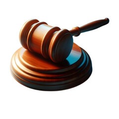 A wooden gavel sits on base