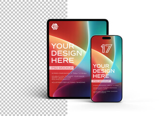 Mobile Phone and Tablet Mockup Isolated On White