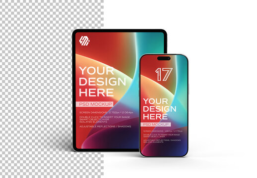Mobile Phone and Tablet Mockup Isolated On White