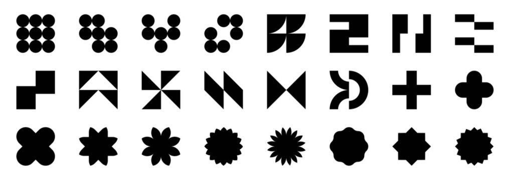 Retrofuturistic Y2K graphic icons, acid shapes, rave elements.Big collection of abstract graphic geometric symbols and objects in y2k style.Templates for stickers, posters, banners, merch, flyers.