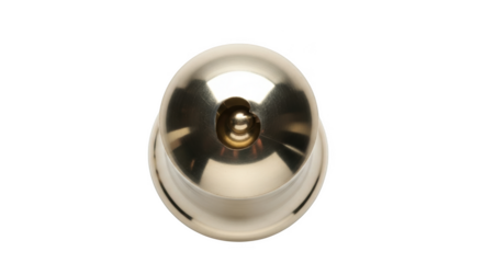 Polished brass bell with clapper visible inside against a background isolated on a transparent background