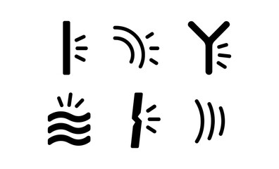 Obraz premium Set of six abstract icons representing different types of signals and waves