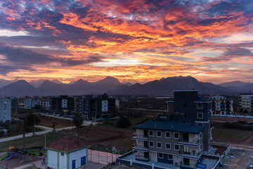 A beautiful sunset over the town of Antalya