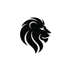 Fototapeta premium A striking black and white graphic depiction of a lion s head profile