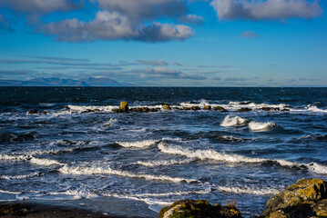 sea and sky on the Scottish Ayrshire coast looking towards the Isle of Arran