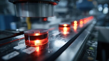 Medium shot of optical sensors detecting color and shape variations in materials for precise sorting in recycling plants