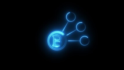 Bitcoin Key Icon Animation on Black Background, Looping Crypto Security Access Symbol, Blockchain Private Key, Digital Wallet Protection