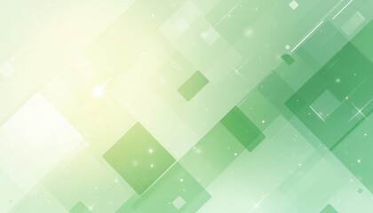 Obraz premium Abstract green backdrop with squares, shining lines. Clean design perfect for tech startups eco projects. Great for posters, banners, websites with fresh modern theme. Geometric shapes create dynamic