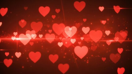 A radiant display of hearts in a warm glow for valentine's day