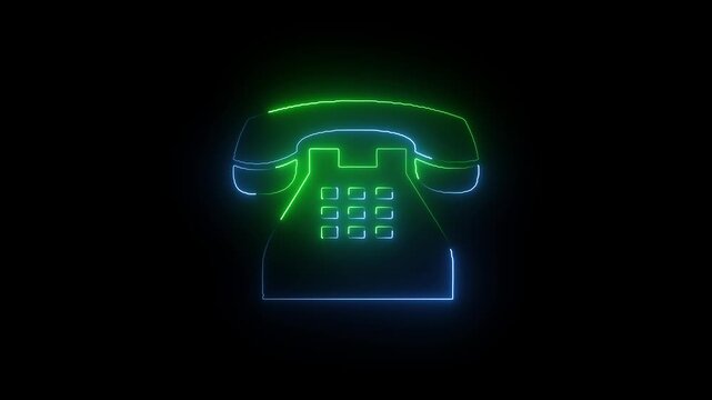 Neon Phone call icon. Incoming call ring icon. Phone ring sign of phone call icon. Incoming telephone call icon animated video.