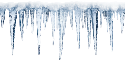 Icicles winter scene on transparent background