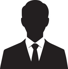 A professional businessman silhouette vector of a confident executive manager in a suit and tie, representing a successful corporate person isolated on white