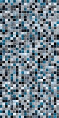 Fototapeta premium Blue and gray mosaic tile pattern with geometric square design