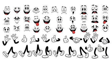 Cartoon Character Body Parts Collection: Faces, Hands, and Legs for Animation © citra