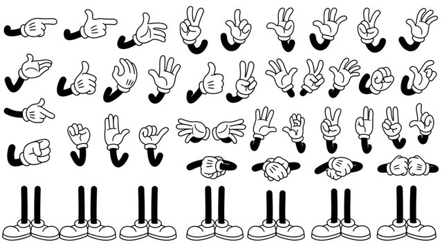 Cartoon Character Limbs Collection: Diverse Poses and Gestures for Animation and Design