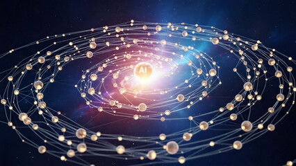 Global AI Communication Network Concept with Generative Intelligence and Data Flow