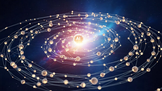 Global AI Communication Network Concept with Generative Intelligence and Data Flow - Powered by Adobe