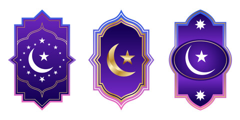 Ornate gold islamic shape and frame minimalist vector illustration for ramadan