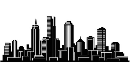 Fototapeta premium Modern City Skyline Silhouette Black and White