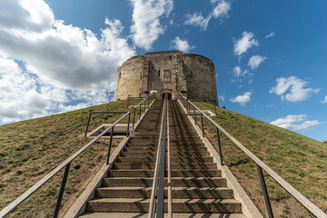 View of the Clifford's Tower, one of the most notable historic landmarks of York, England