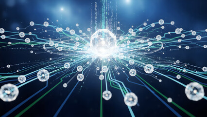 Digital planet earth with data network lines and artificial intelligence nodes for global communication and automation technology
