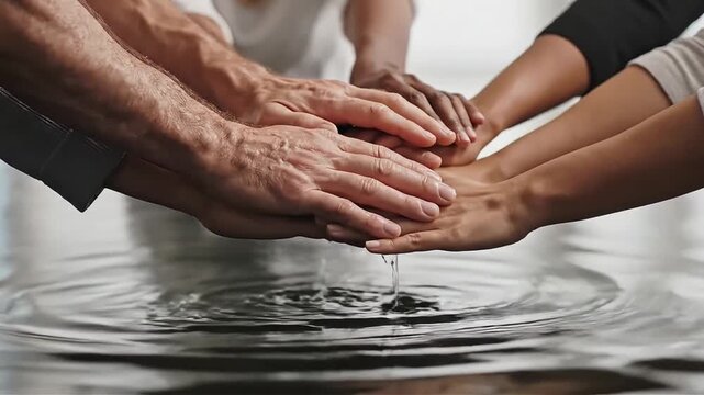 Diverse hands together unity teamwork support collaboration trust partnership community connection solidarity hope faith strength encouragement success business concept stock video footage
