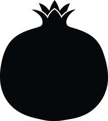 Fototapeta premium Black silhouette of a pomegranate fruit